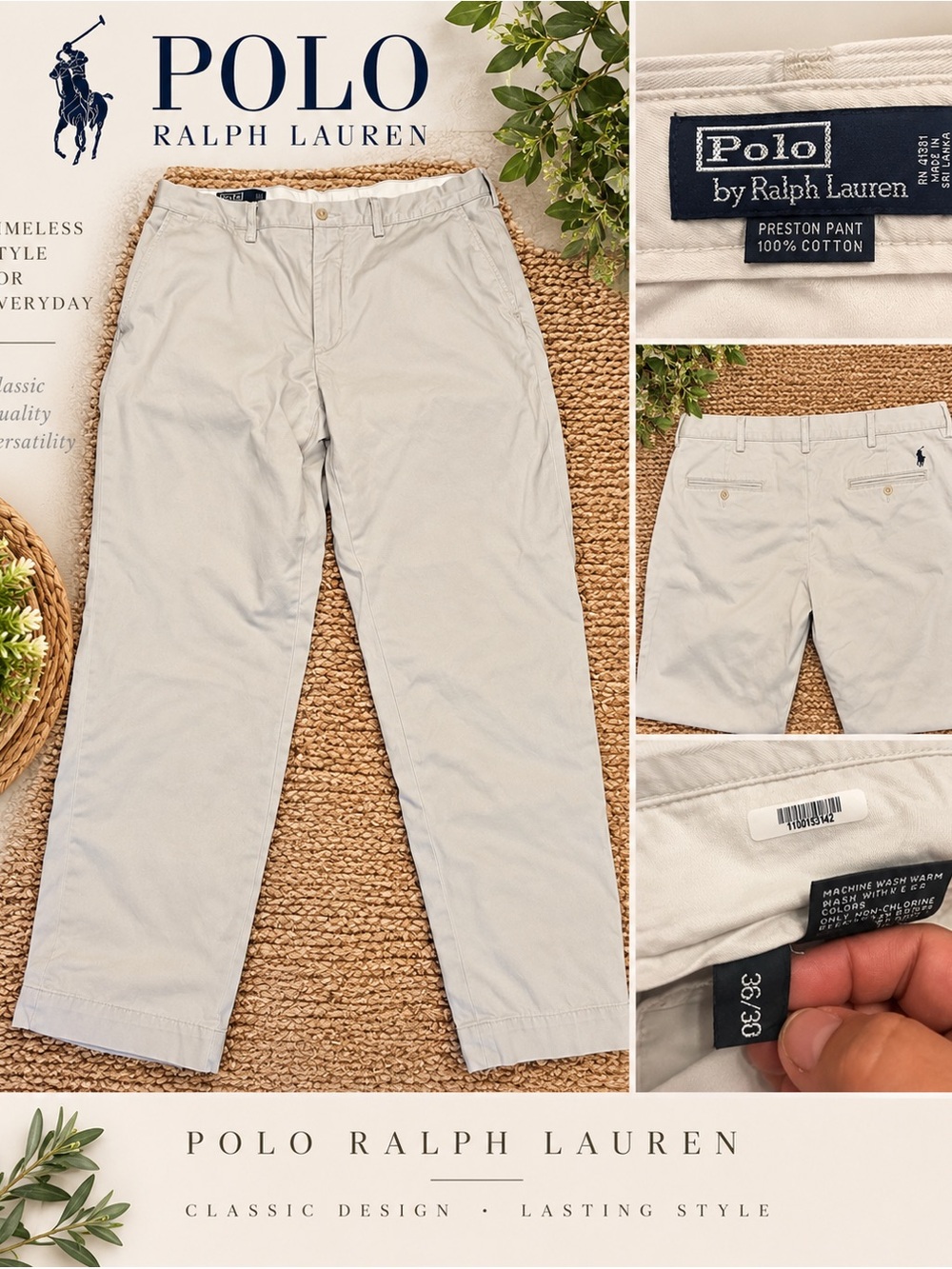 Polo by Ralph Lauren Light Khaki Cotton Chinos